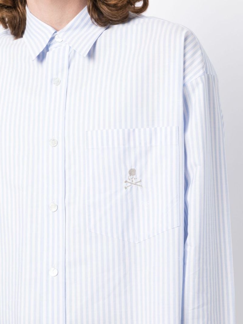 Blue Striped Long-sleeve Cotton Shirt