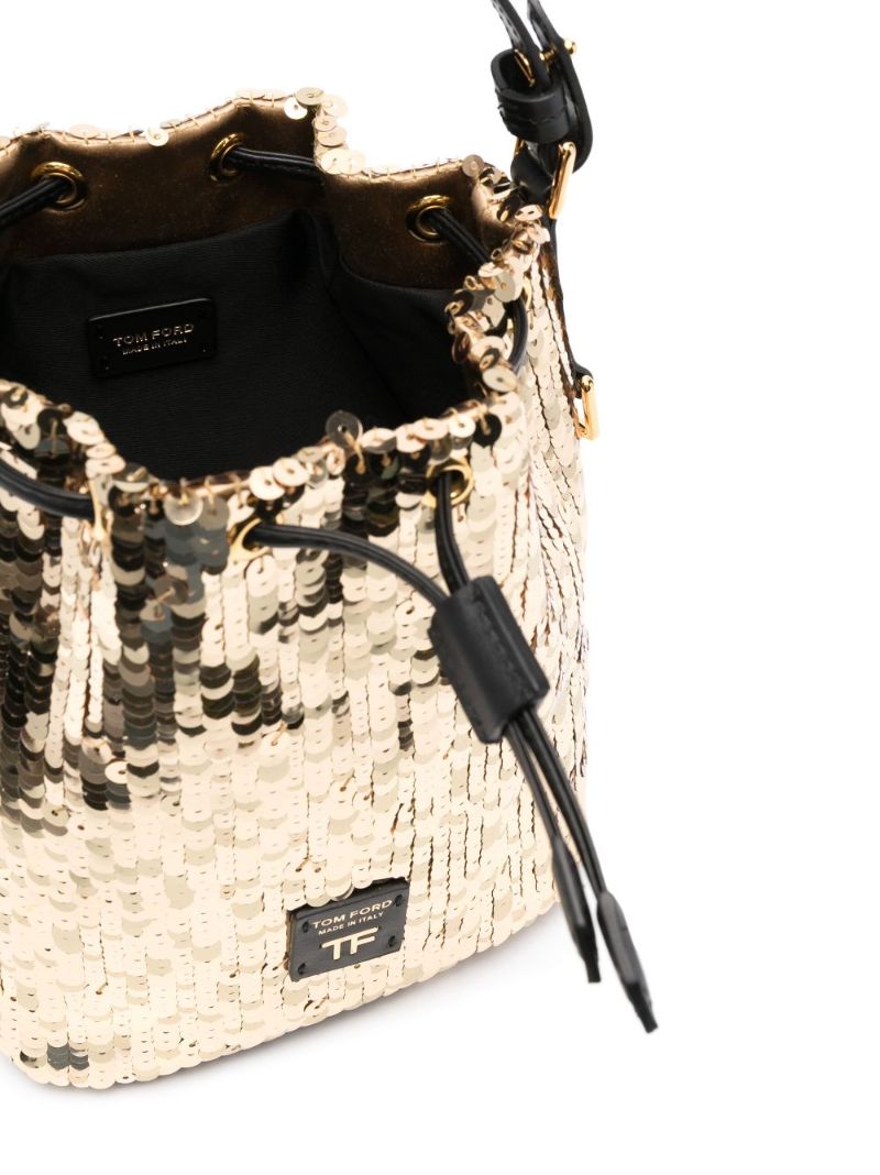 Gold-tone Disco Sequin Bucket Bag
