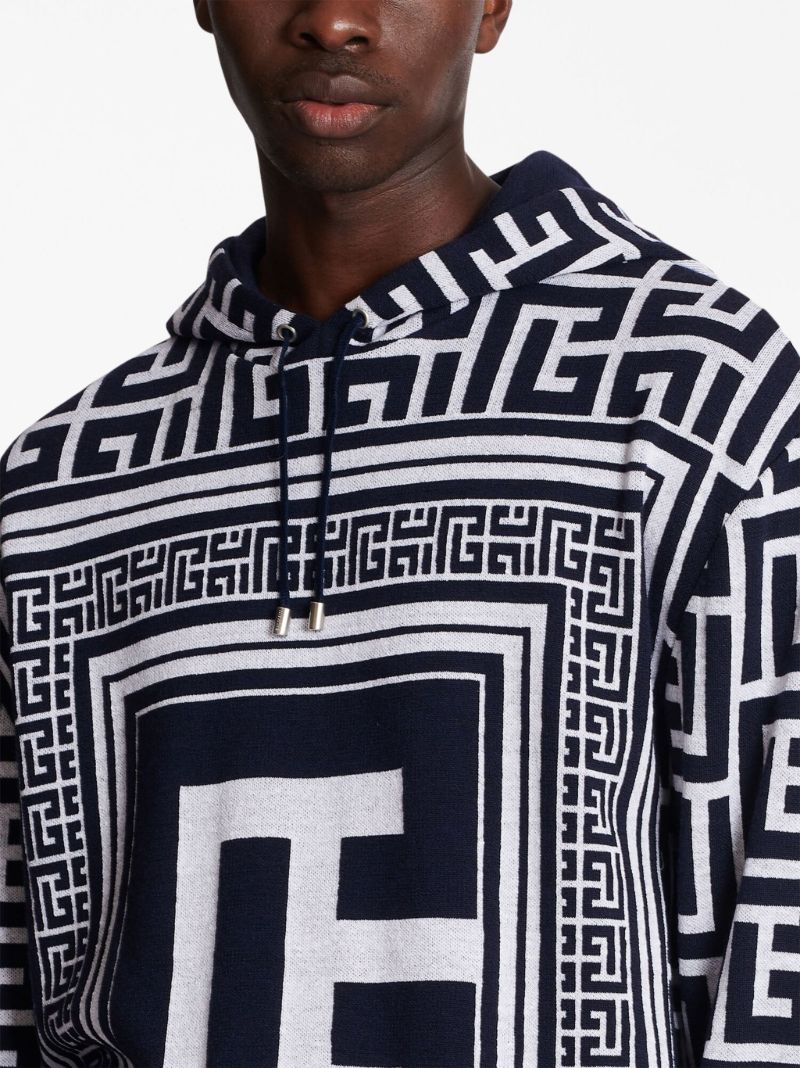 Black Monogram Pattern Hoodie