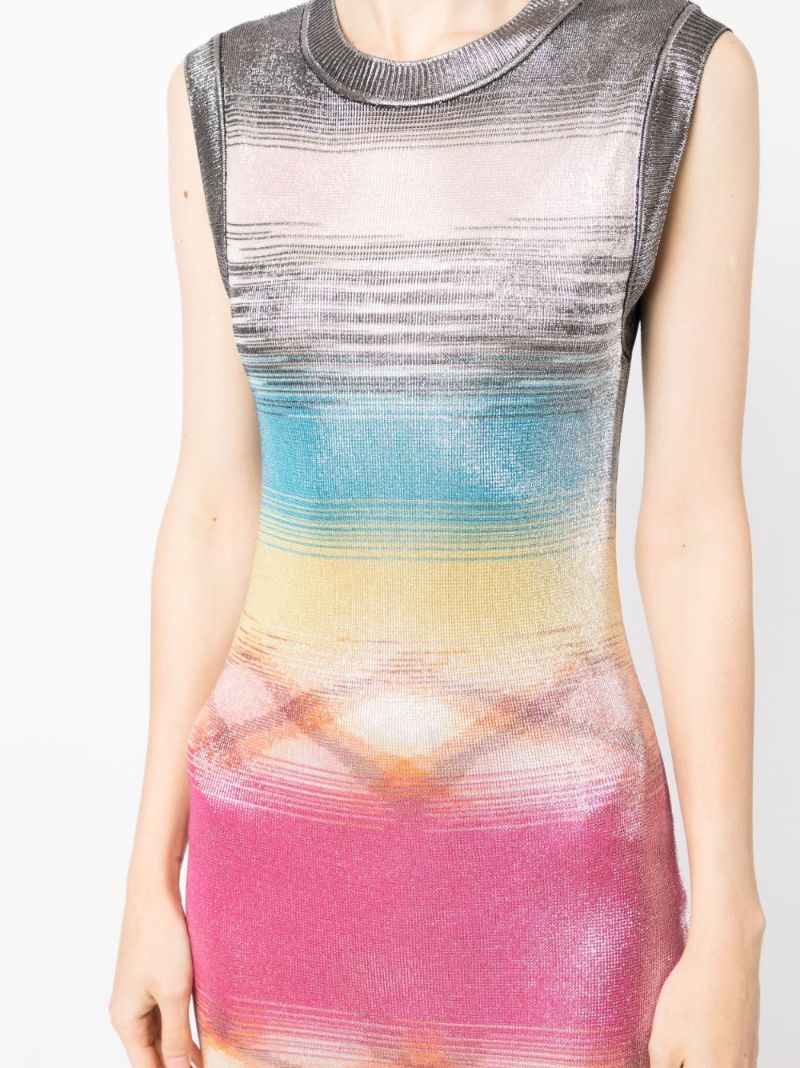 Multicolour Metallic Striped Knitted Dress