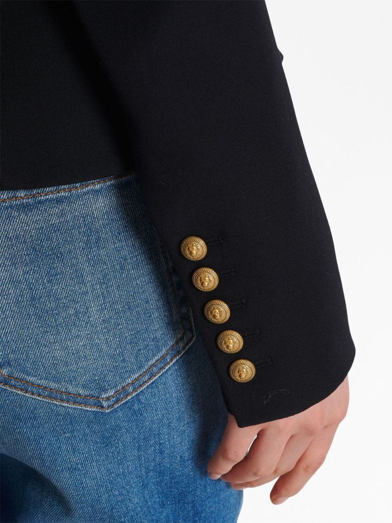 Black Wool Double-breasted Blazer