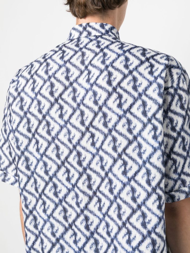 Blue Ff Print Linen Shirt