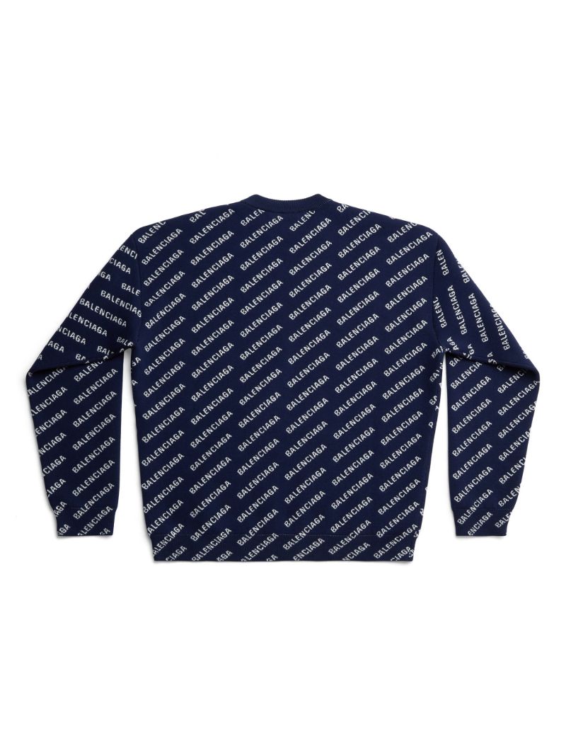 Blue Allover Logo-intarsia Sweater