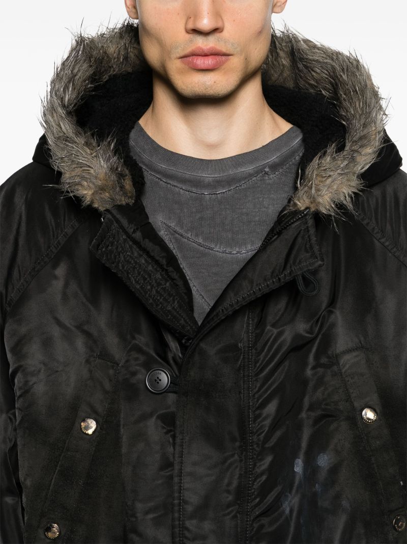 Black Splatter-paint Parka Coat