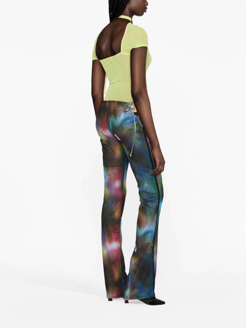 Blue Interlude Mesh Flared Trousers