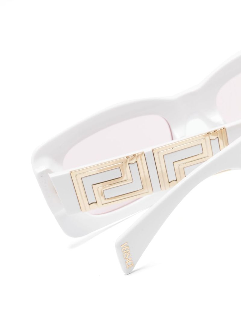 White Endless Greca Rectangular Sunglasses