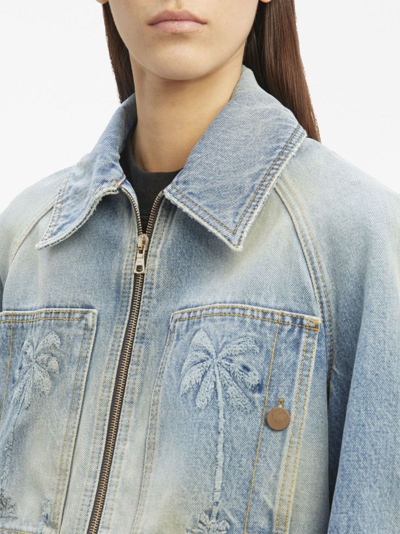Blue Paris Cropped Denim Jacket