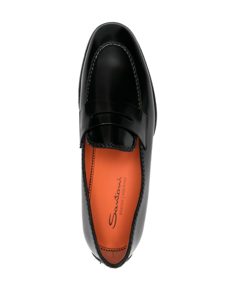 Black Grifone Leather Penny Loafers