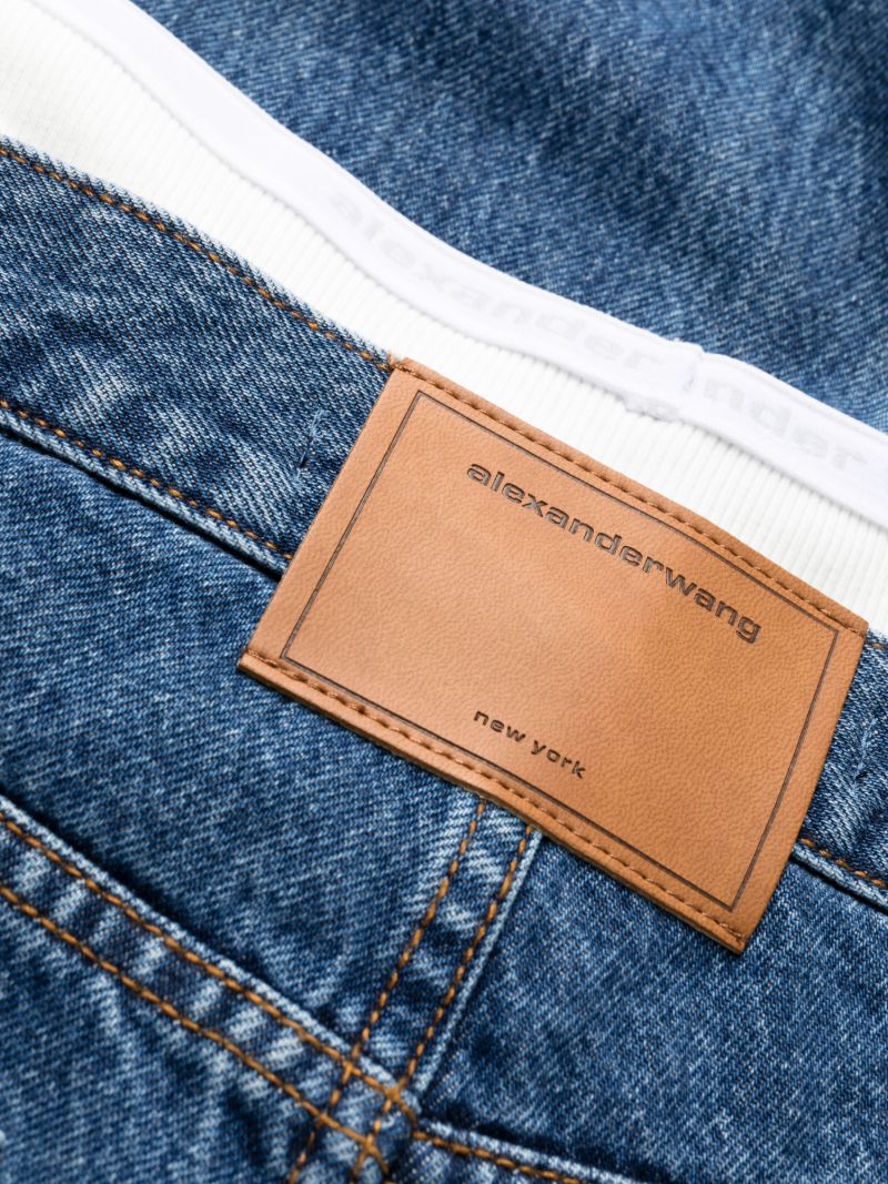 Blue Layered Waist Straight Leg Jeans