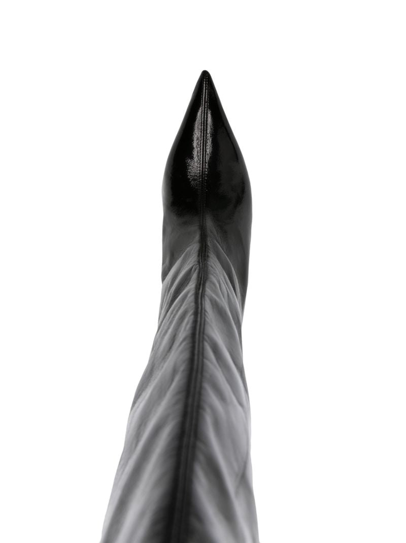 Black Faux-leather Knee-high Boots