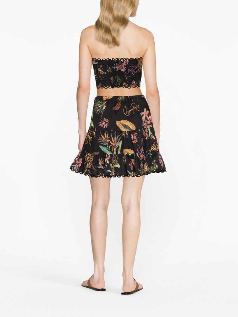 Black Vio Floral Print Bustier Top