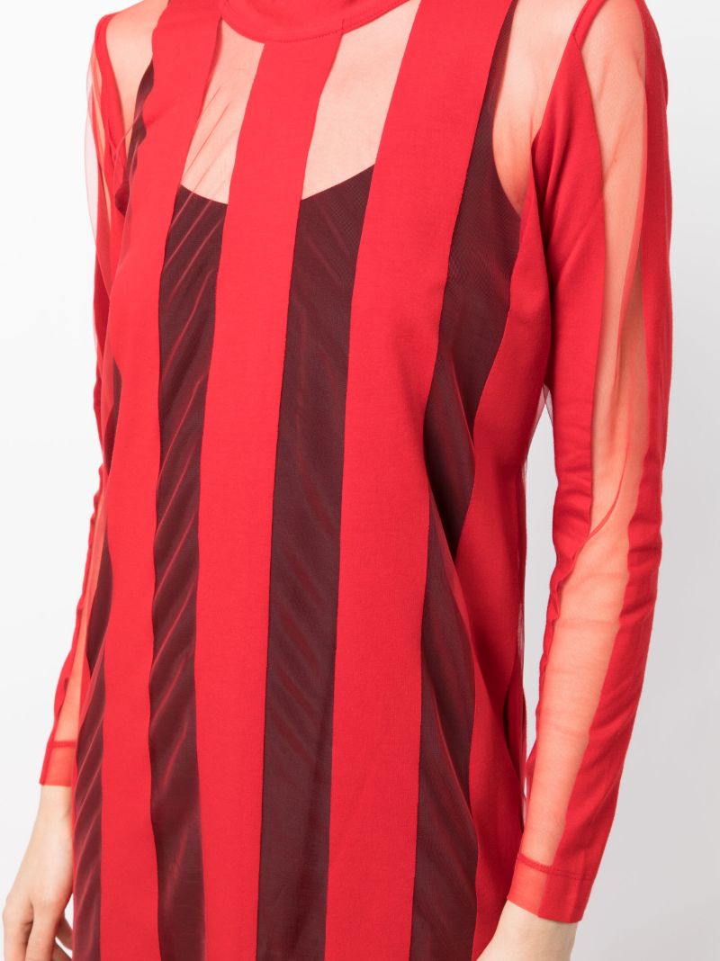 Red Striped Tulle Maxi Dress