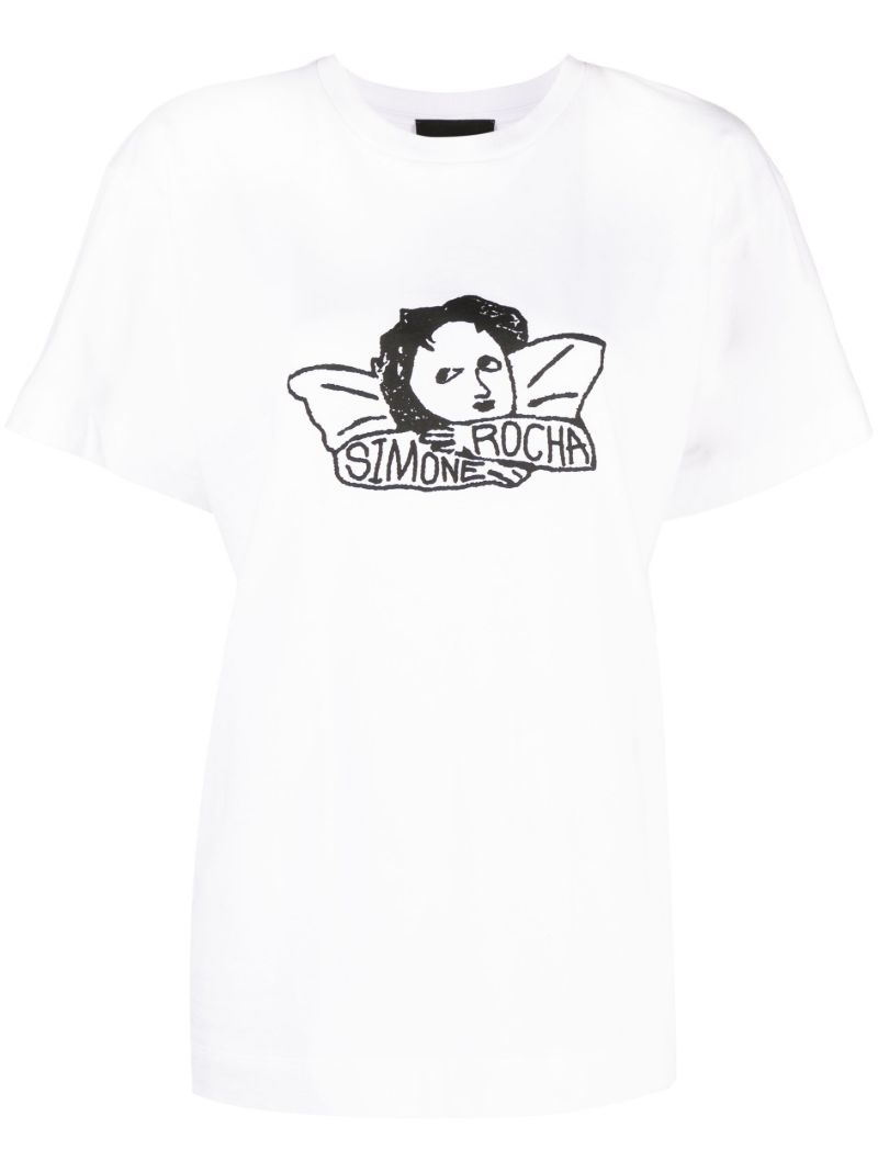 White Graphic-print Cotton T-shirt
