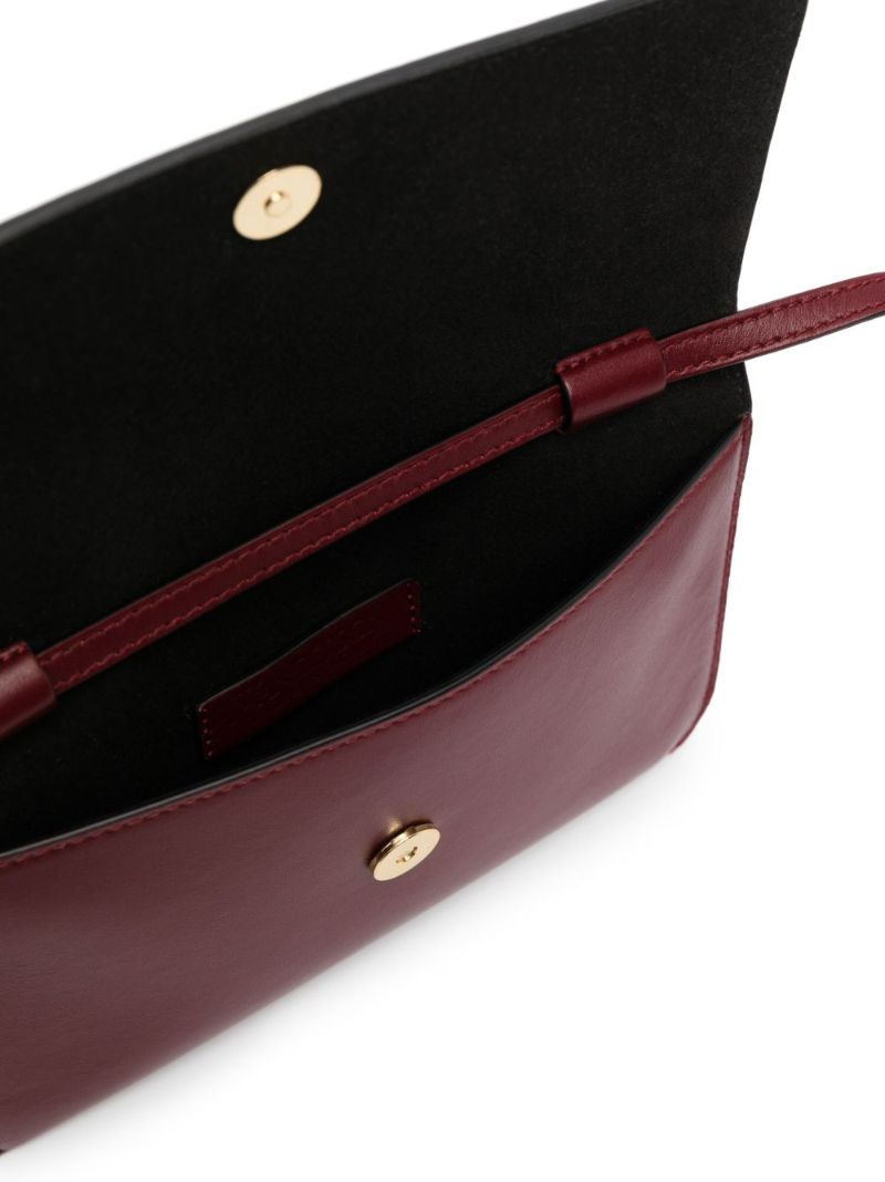 Red Chain-detail Leather Cross Body Bag