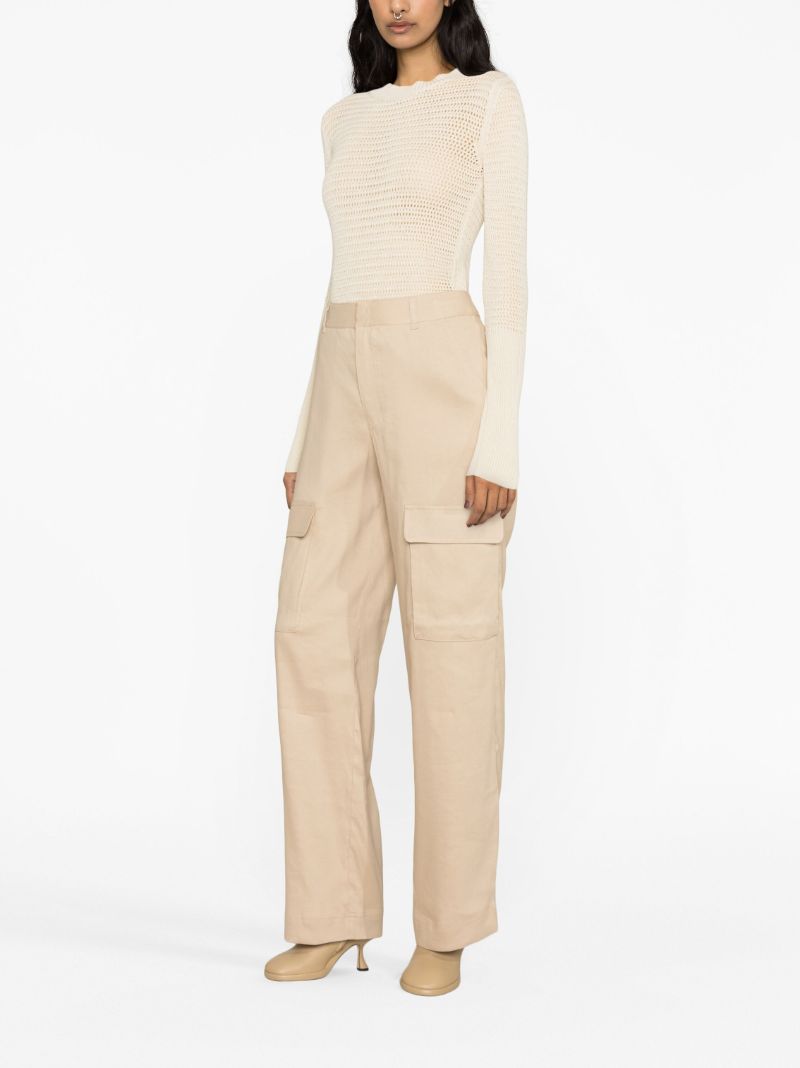 Neutral High Waist Cargo Trousers