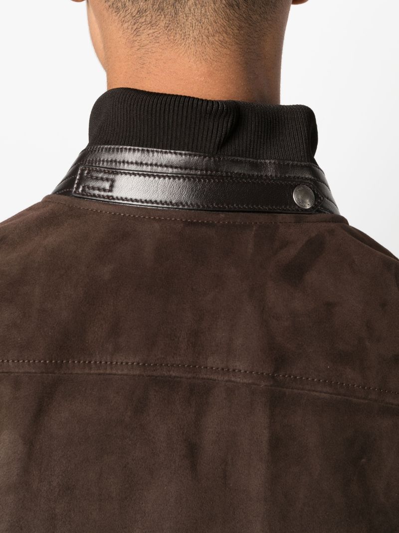 Brown Suede Bomber Jacket