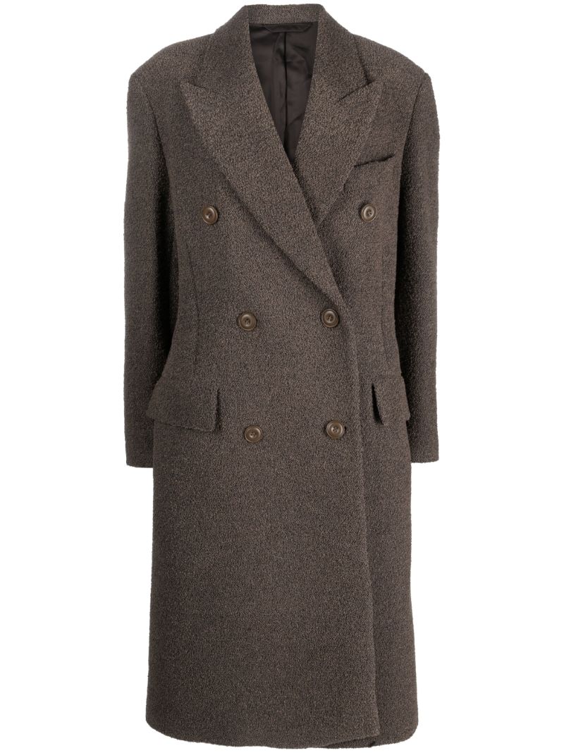 Grey Bouclé Double-breasted Coat