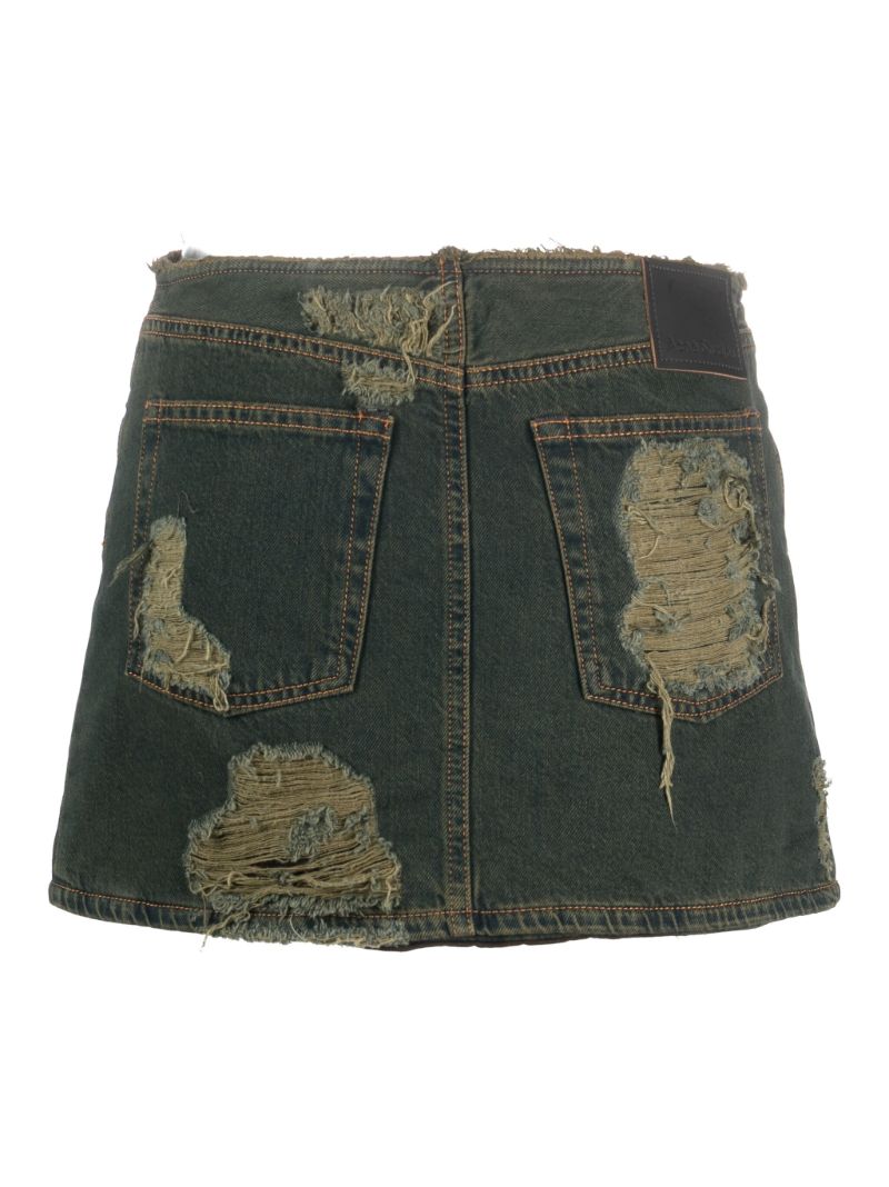 Blue Distressed Denim Mini Skirt