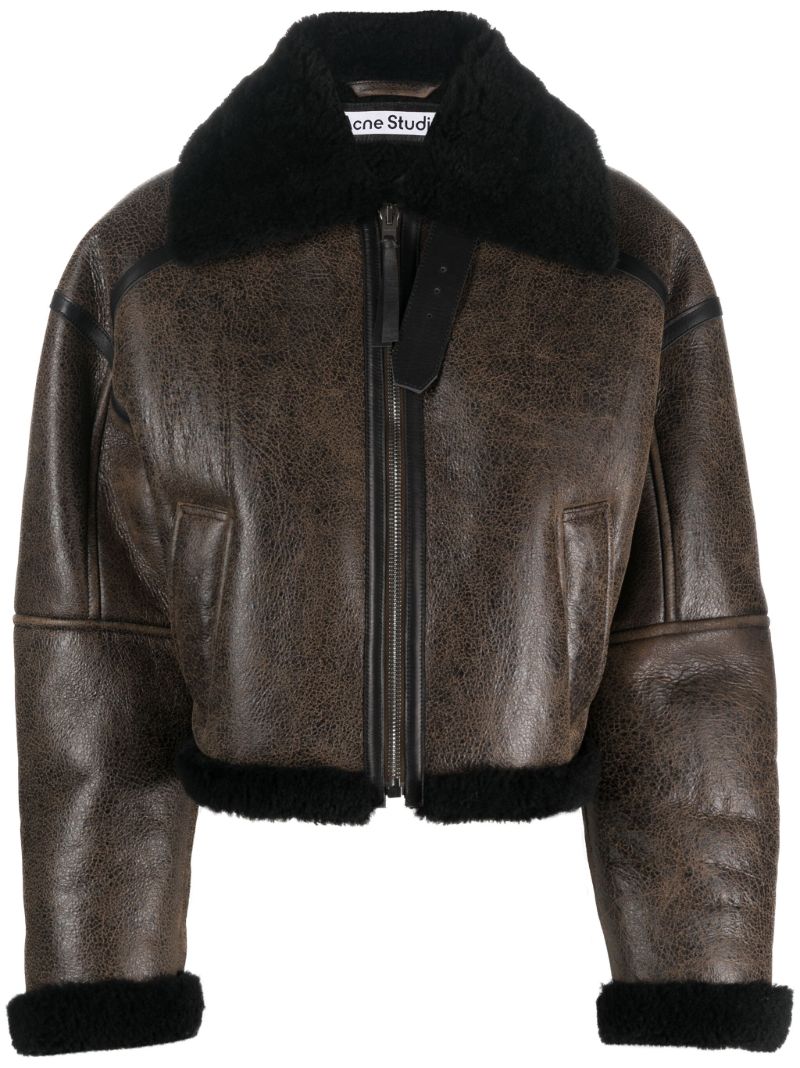 Brown Cropped Leather Jacket