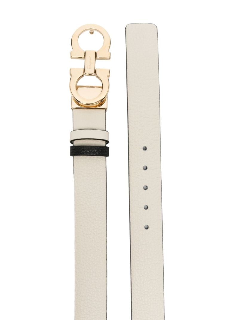 Neutral Gancini Reversible Leather Belt