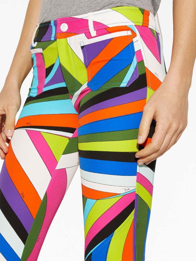 Blue Iride-print Straight-leg Trousers