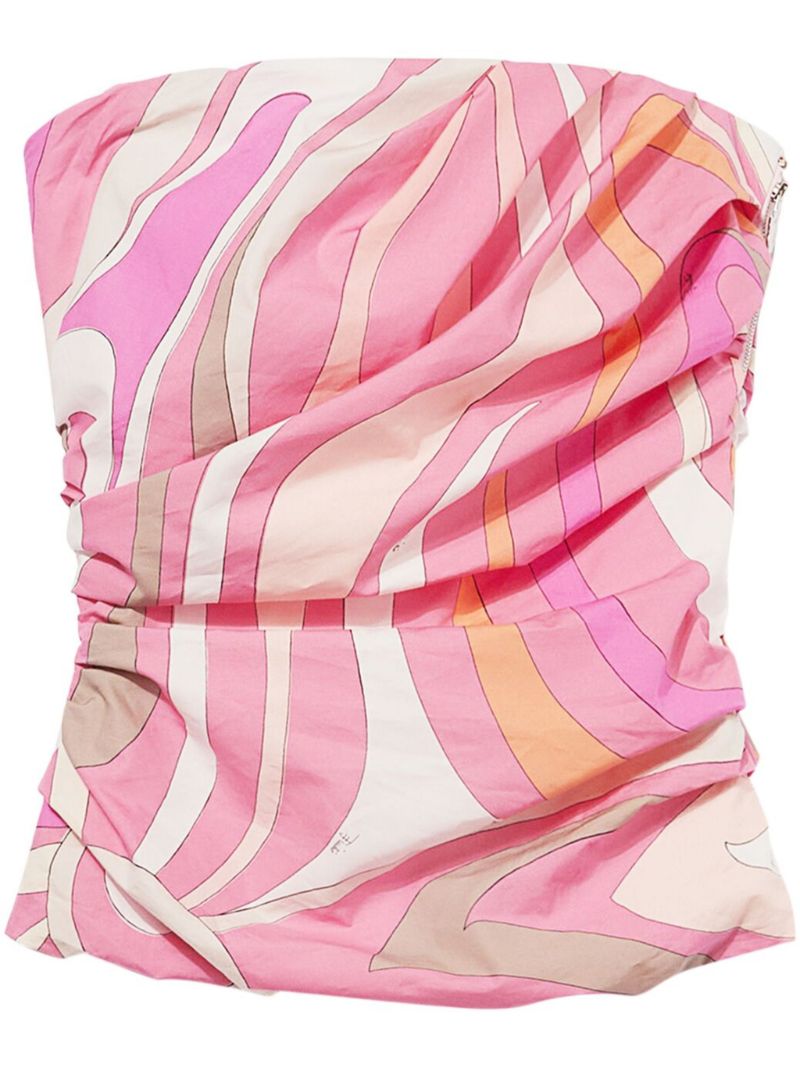 Pink Marmo Print Tube Top