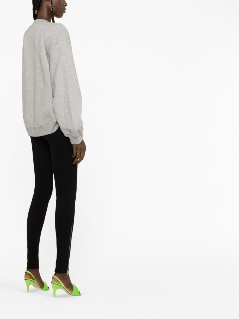 Grey V-neck Cropped Sweatshirt