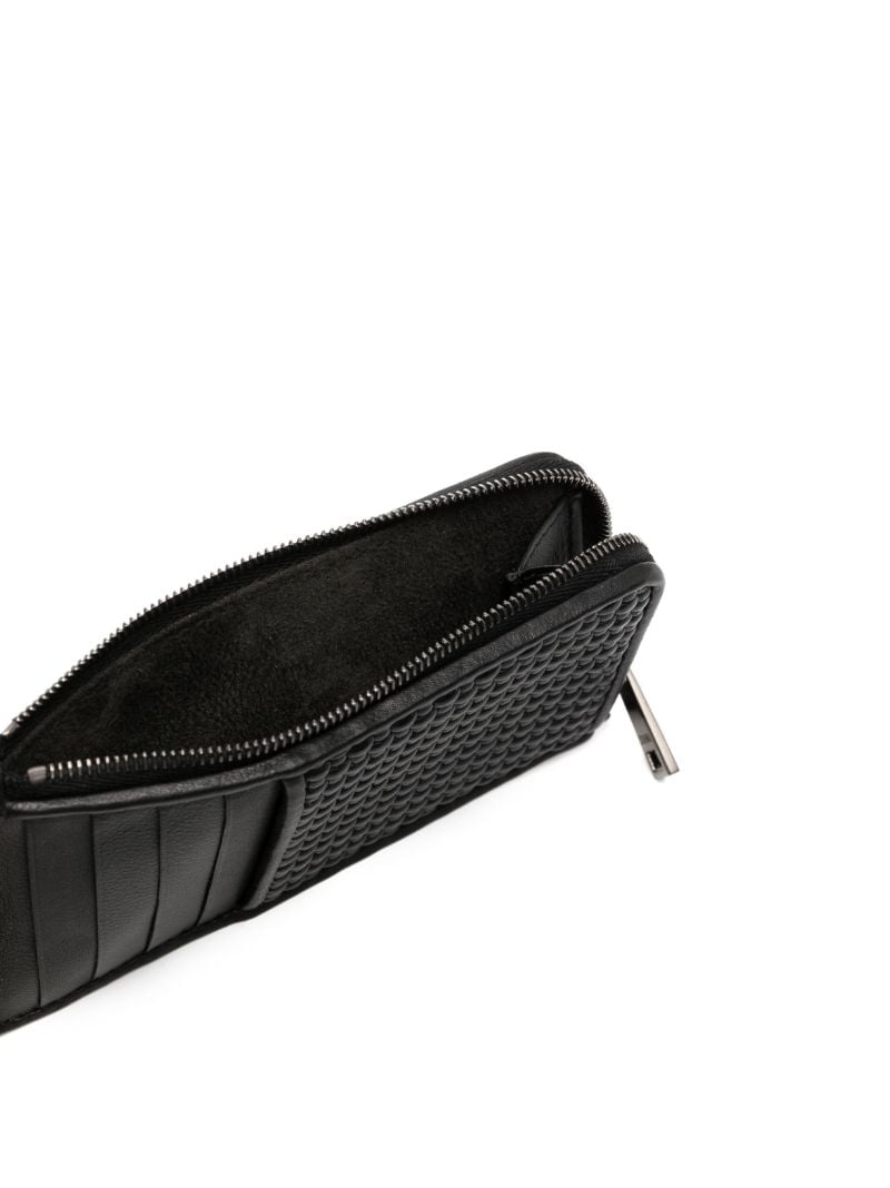 Black Woven Leather Zip Wallet