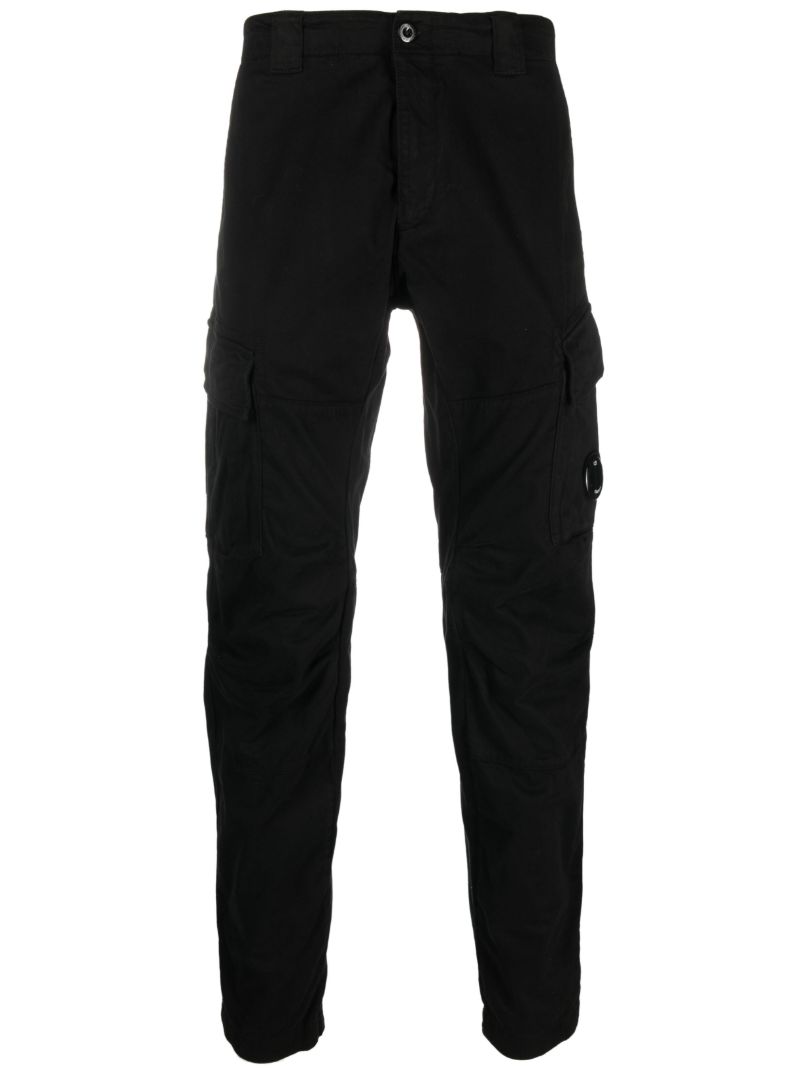 Black Logo-plaque Tapered-leg Trousers