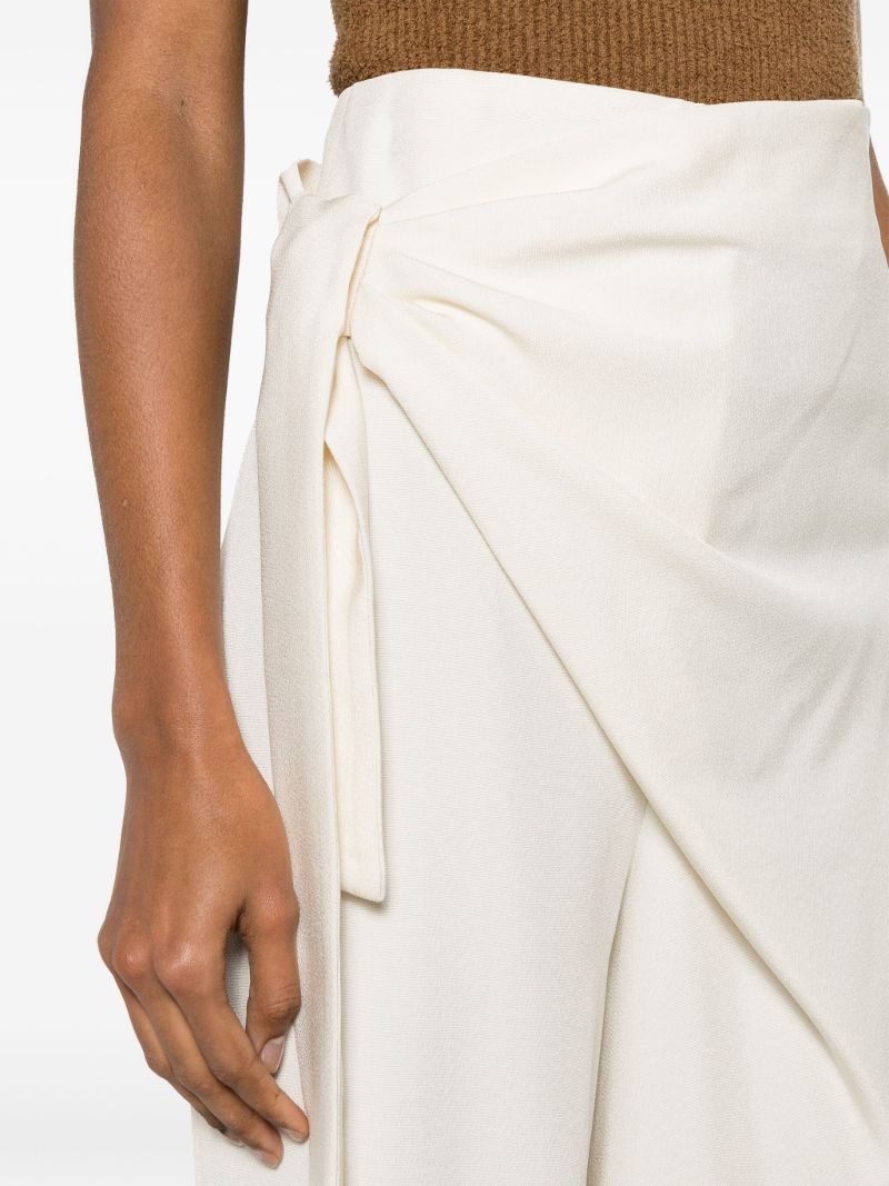 Neutral Carlow Draped Straight Trousers