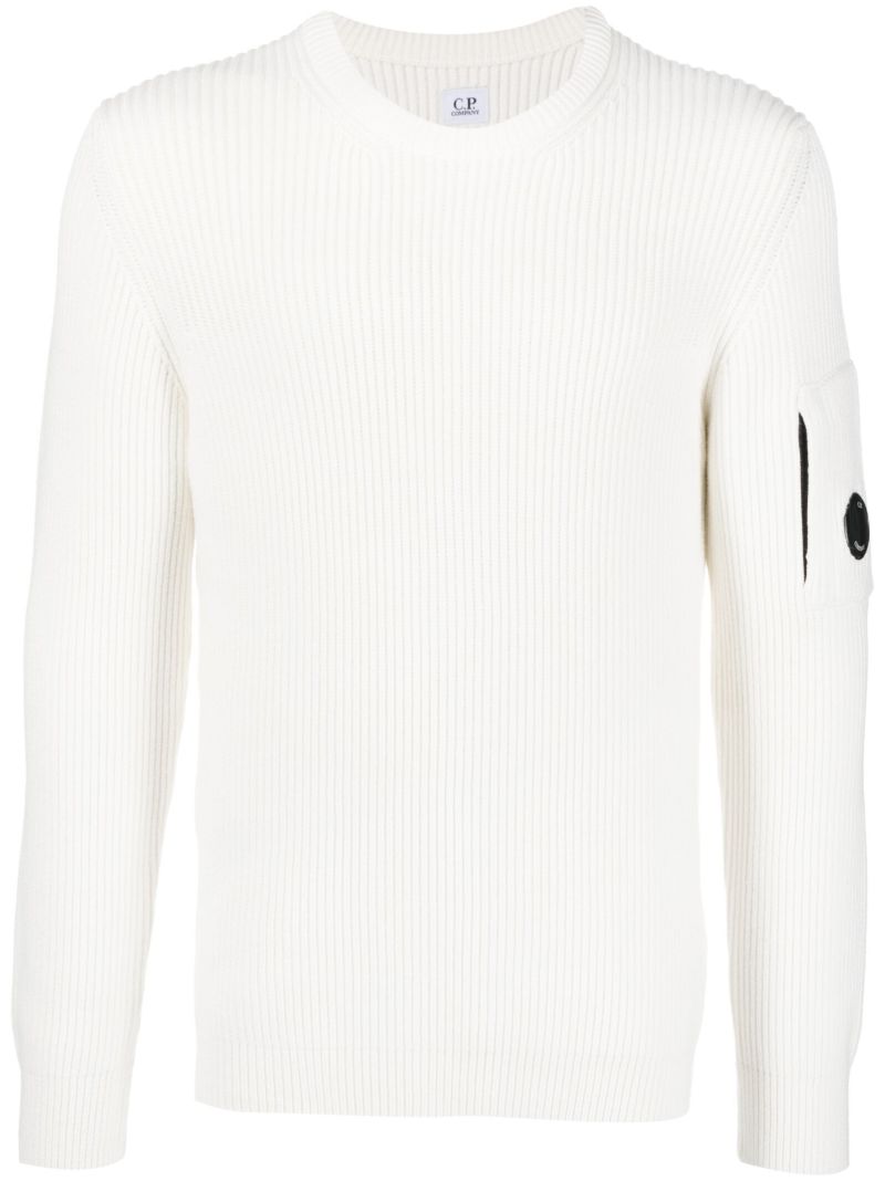 White Lens-detail Cotton-blend Sweater