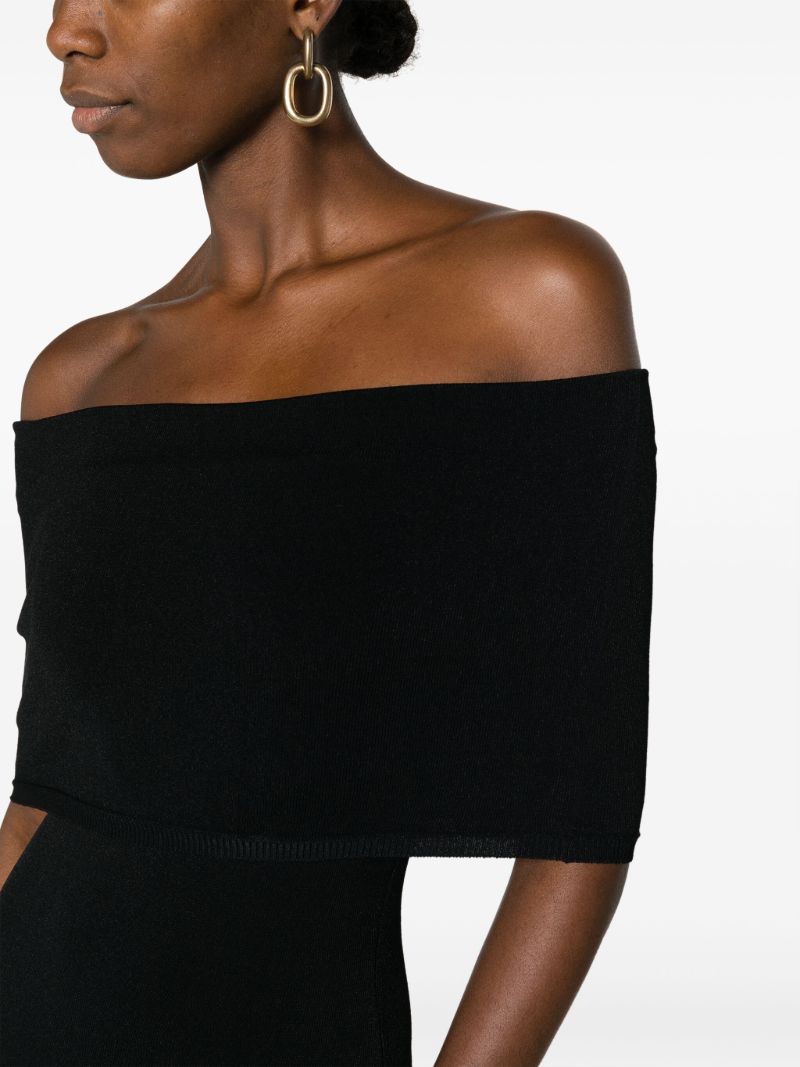 Black Off-the-shoulder Midi Dress