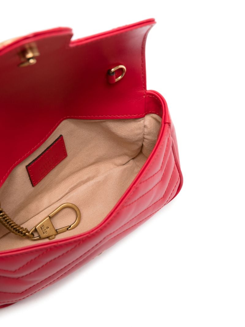 Red Gg Marmont Super Mini Leather Shoulder Bag