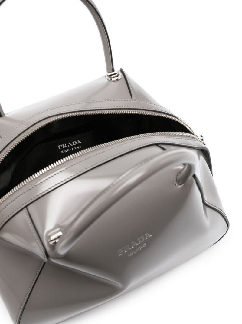 Grey Leather Supernova Tote Bag