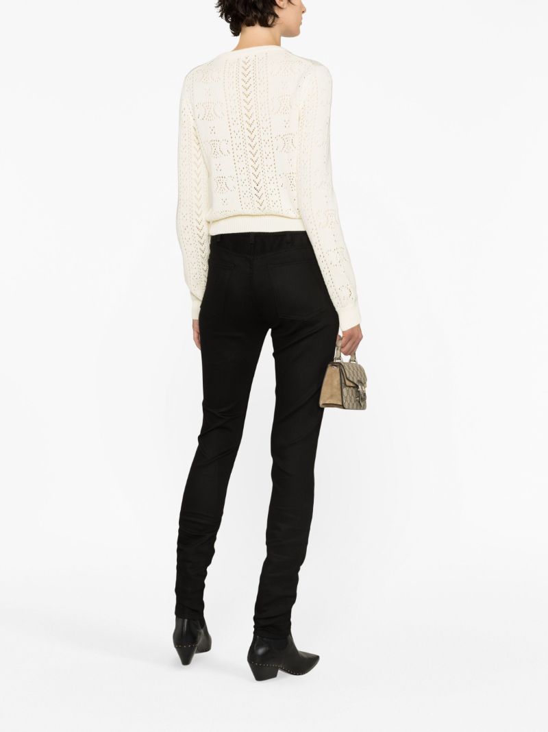 Neutral Triomphe Pointelle Cotton Cardigan