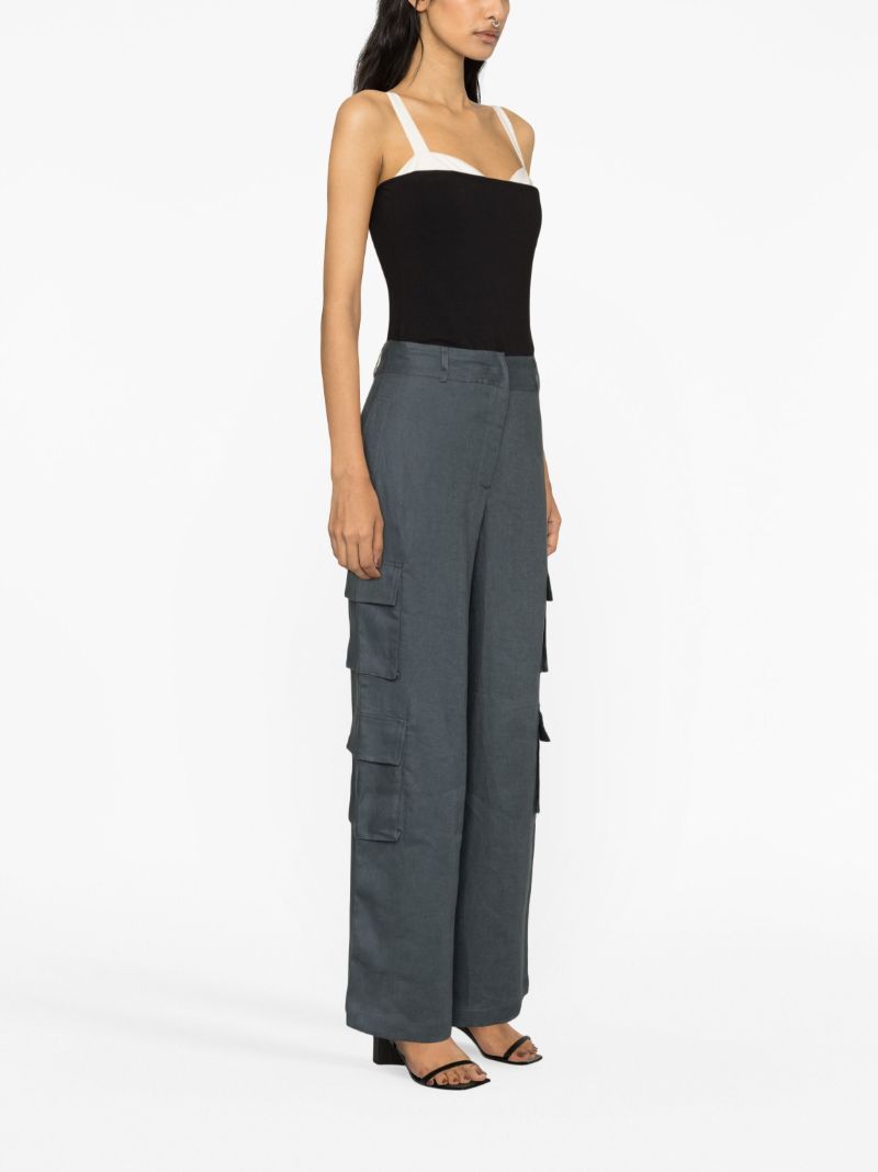 Grey Mateo Linen Cargo Pants