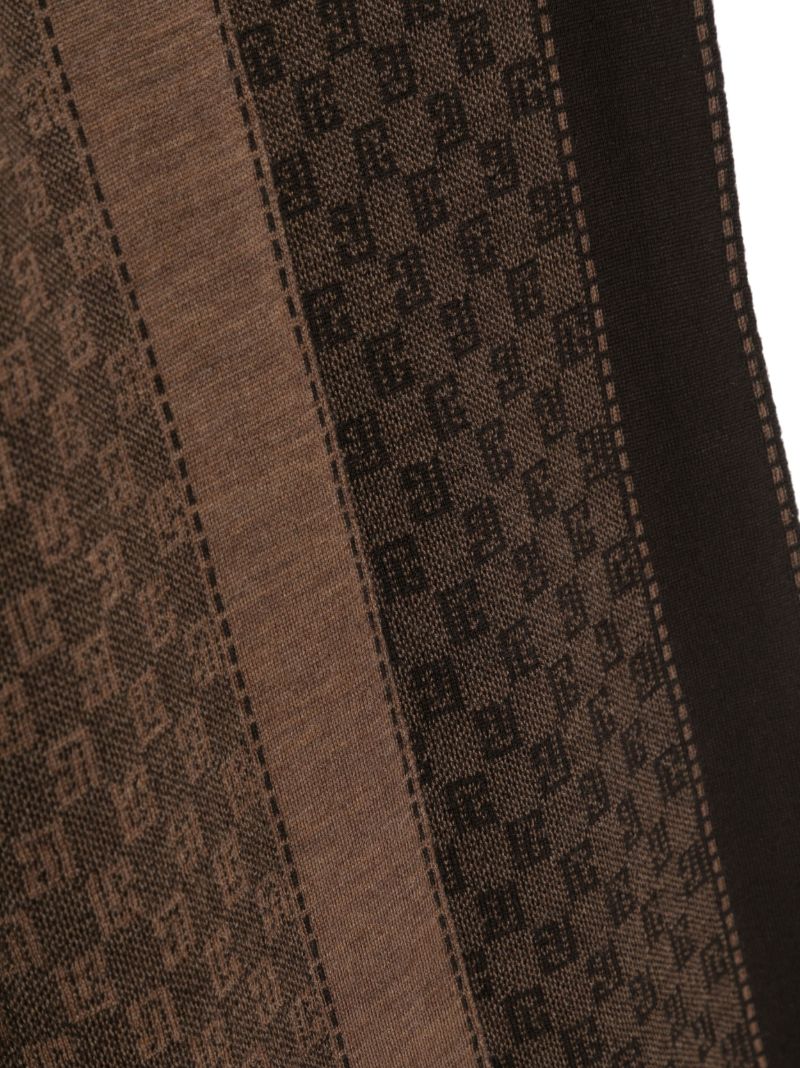 Brown Monogram Jacquard Wool Scarf