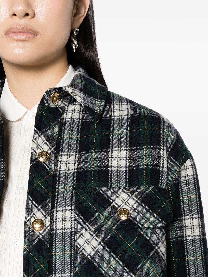 Blue Cashmere Plaid Shirt Jacket