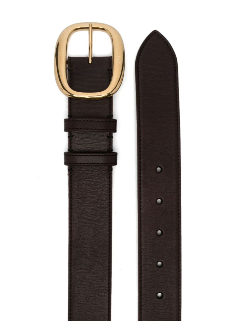 Brown Logo Engraved Large Leather Belt