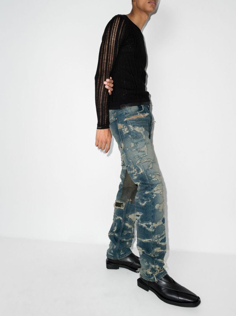 Distressed Panelled Jeans