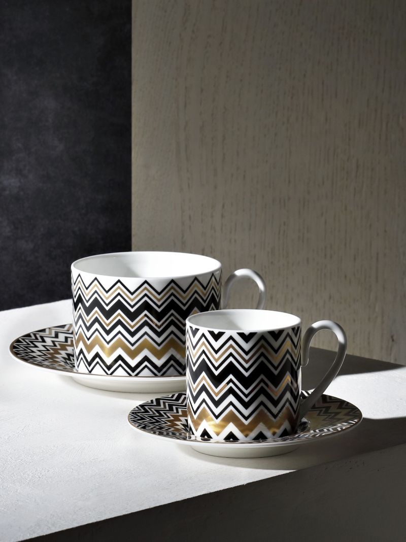 Gold-tone Zig-zag Coffee Cup Set