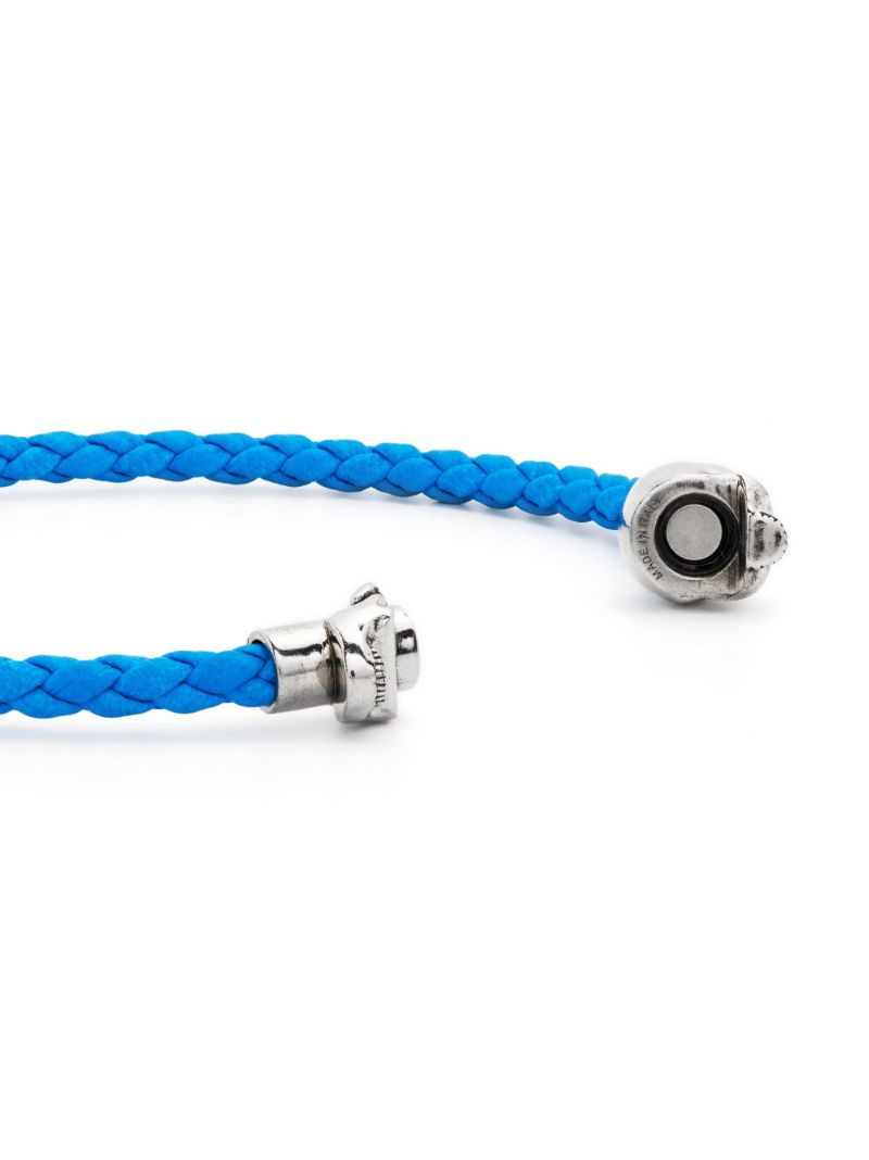 Blue Skull Cord Leather Bracelet