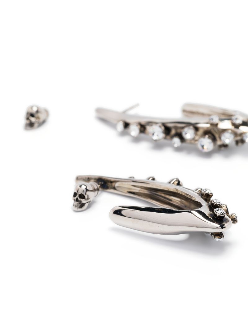 Silver Crystal Embellished Asymmetric Earrings