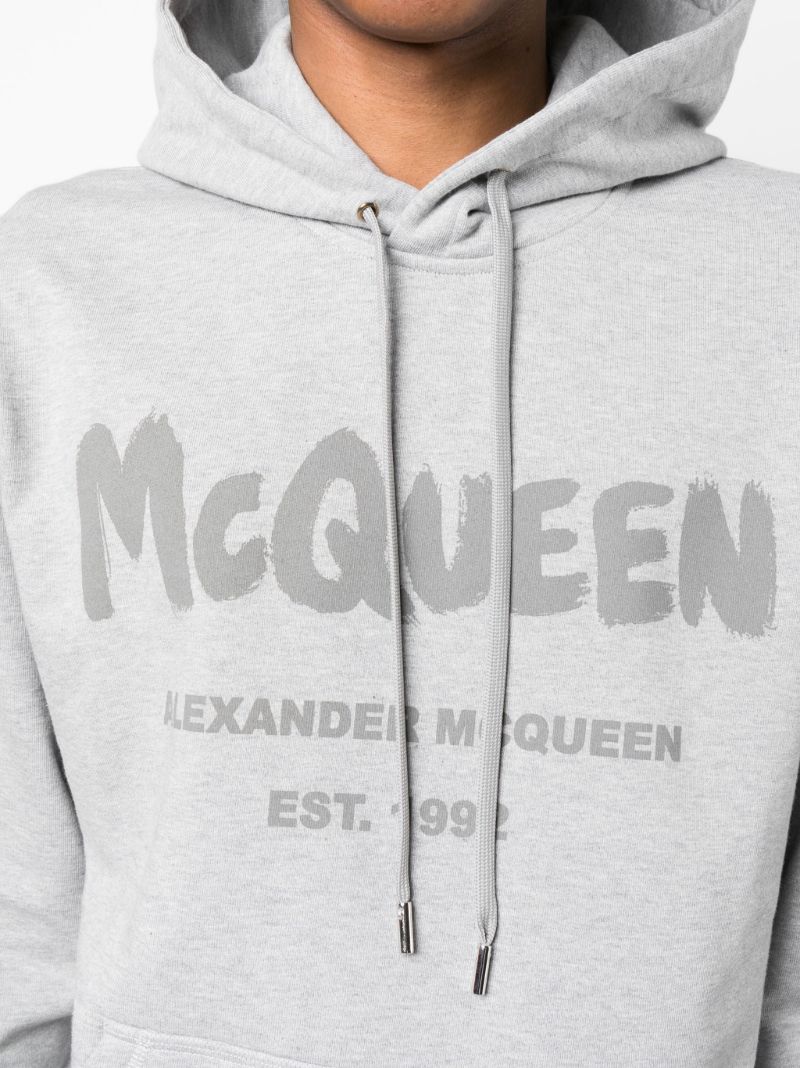 Grey Logo Print Hoodie