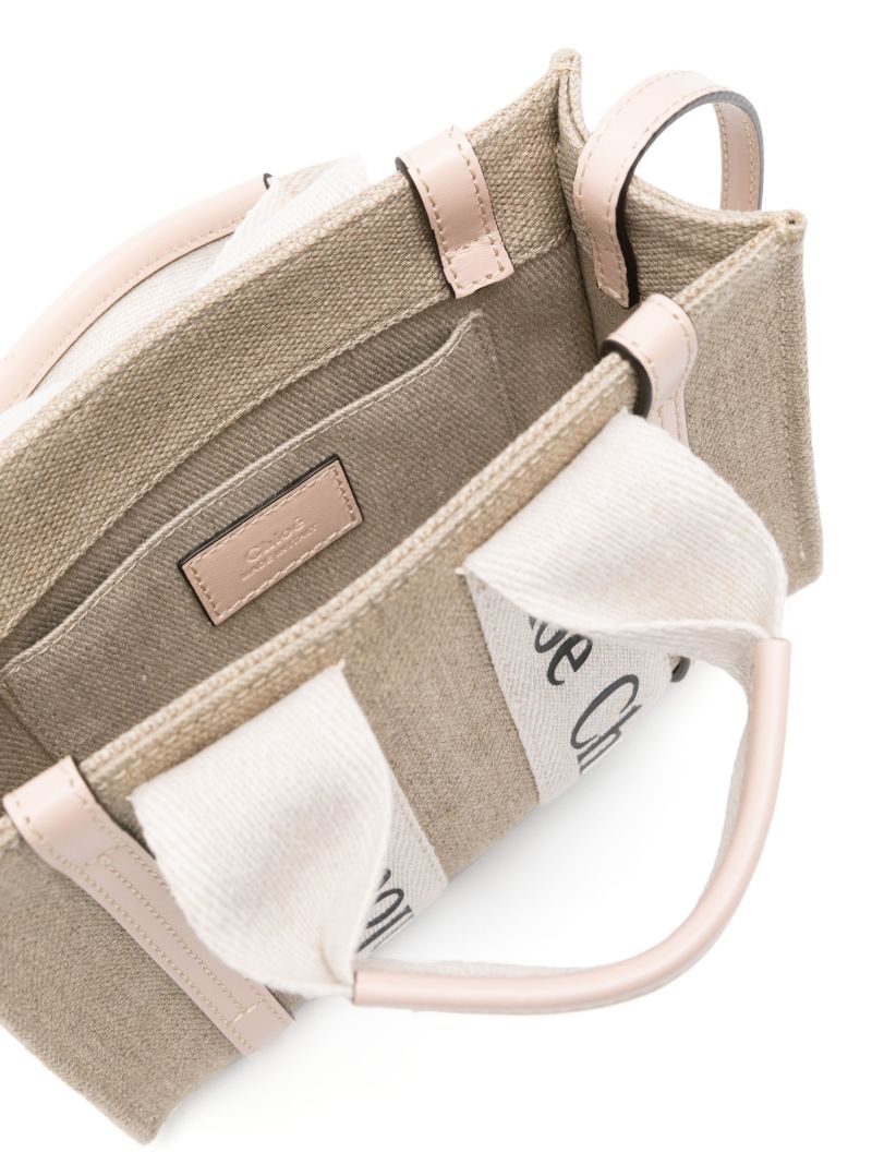 Neutral Woody Small Linen Tote Bag