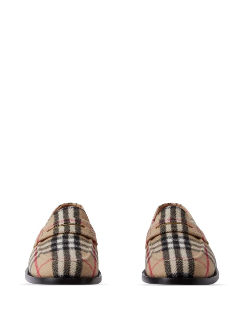 Neutral House Check Wool Loafers