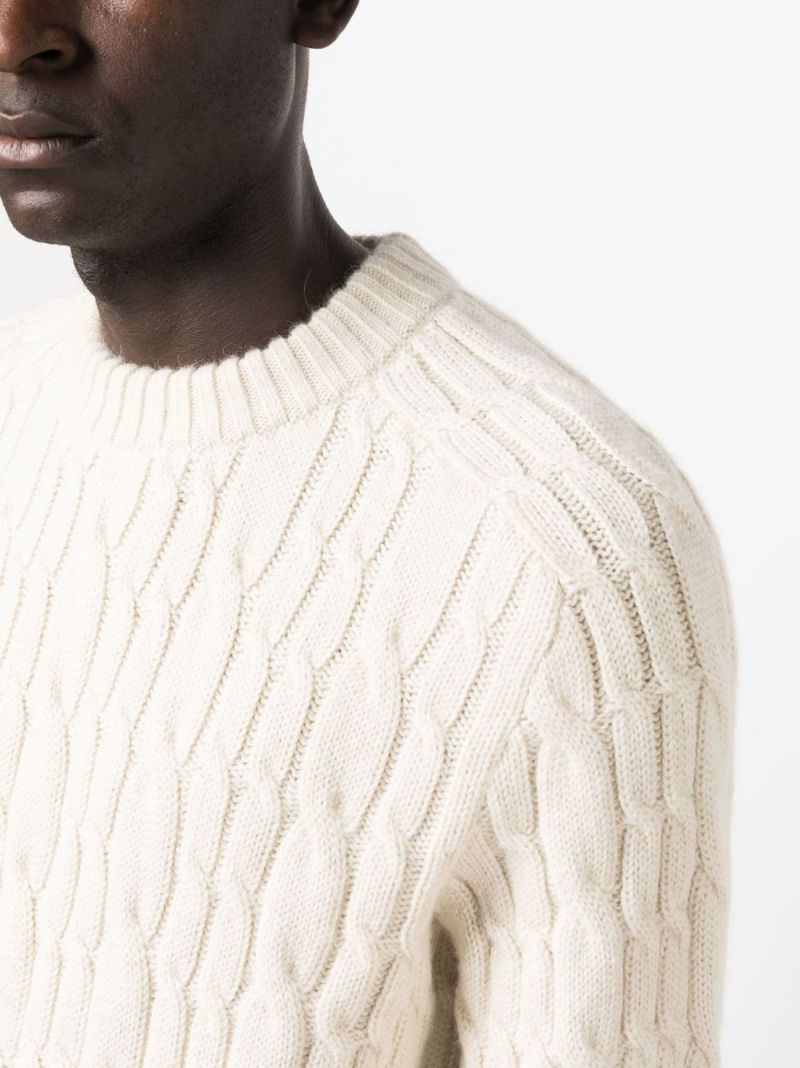 Neutral Cable-knit Alpaca Sweater