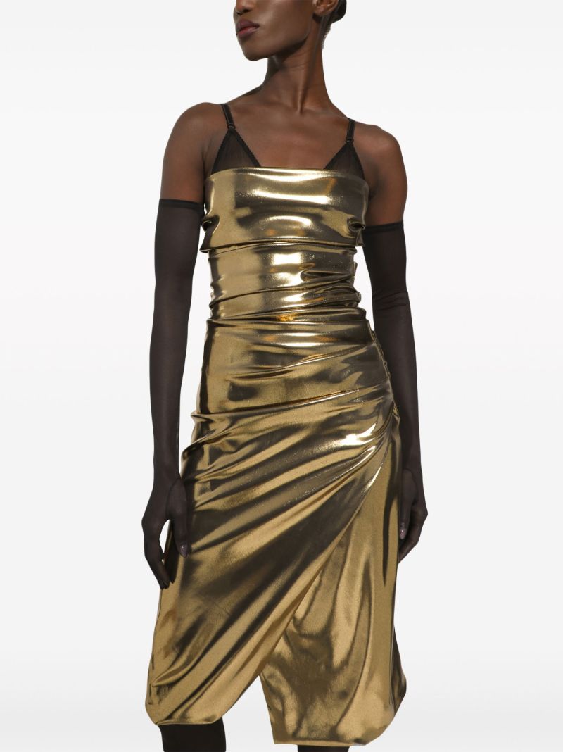 Gold-tone Foiled Midi Dress
