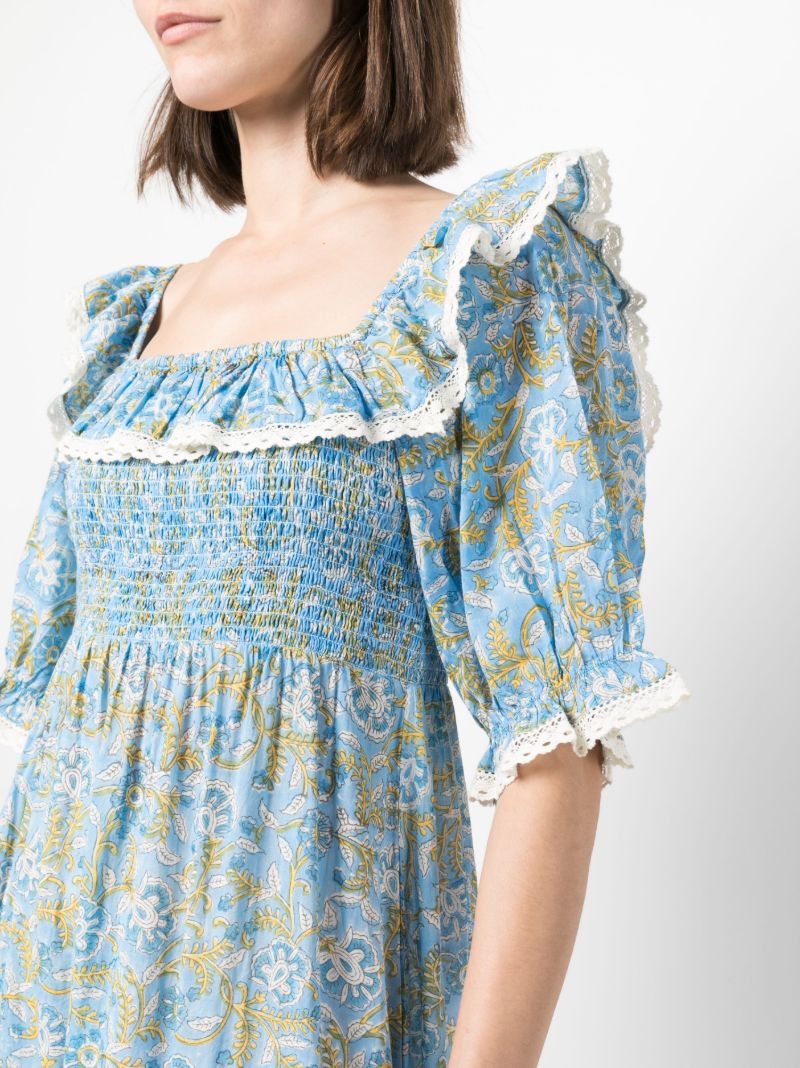 Blue Joanie Floral-print Cotton Dress