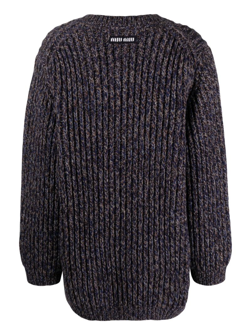 Blue Ribbed-knit Sweater